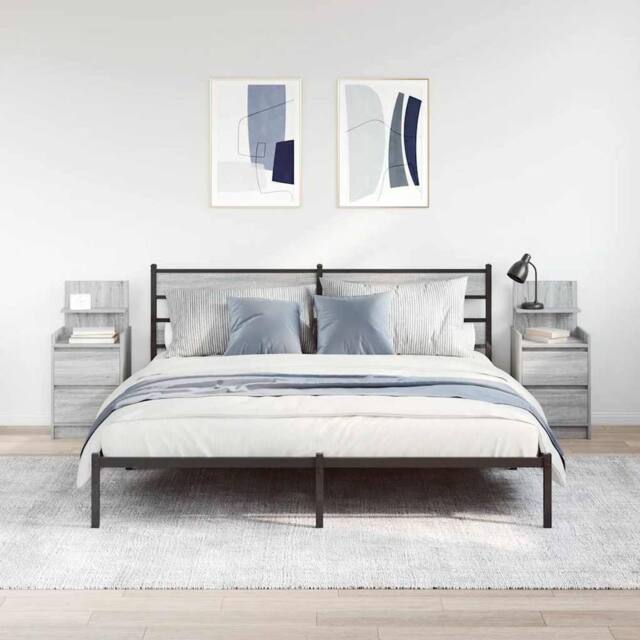 Berkfield Home Durable Bedside Cabinets with 2 Drawers 2 pcs Grey Sonoma 38x34x80 cm - Size: 38 x 34 x 80 cm - image 1
