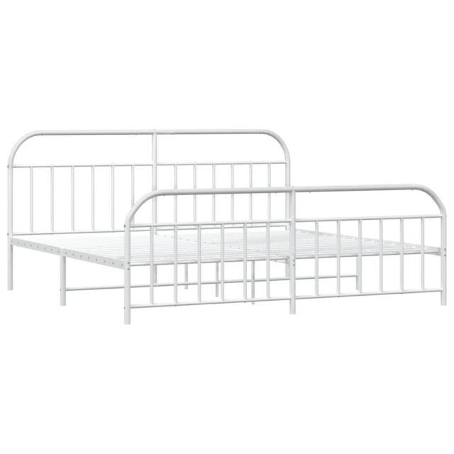 Berkfield Home Metal Bed Frame with Headboard & Footboard White 200x200 cm - image 1