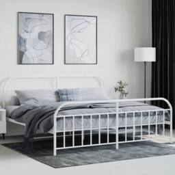 Berkfield Home Metal Bed Frame with Headboard & Footboard White 200x200 cm - thumbnail 4