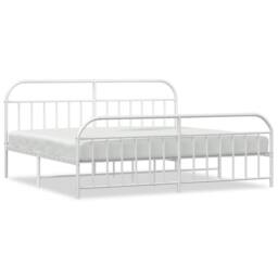 Berkfield Home Metal Bed Frame with Headboard & Footboard White 200x200 cm - thumbnail 3