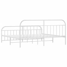 Berkfield Home Metal Bed Frame with Headboard & Footboard White 200x200 cm - thumbnail 8