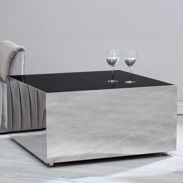 Orsina Modern Design Square Chrome Finish Coffee Table, Stunning Modern Coffee Table, Functional Decorative Table in Silver - image 1