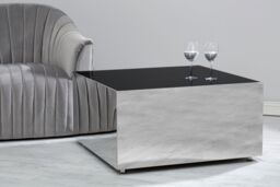 Orsina Modern Design Square Chrome Finish Coffee Table, Stunning Modern Coffee Table, Functional Decorative Table in Silver - thumbnail 2