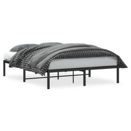 Berkfield Home Metal Bed Frame without Mattress Black 135x190cm - Size: 135x190 cm - thumbnail 2