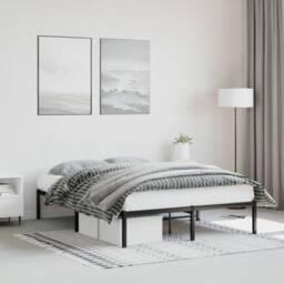 Berkfield Home Metal Bed Frame without Mattress Black 135x190cm - Size: 135x190 cm - thumbnail 1