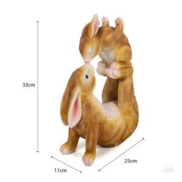 Voltico Easter Mother & Baby Hare Garden Ornament 33cm Spring Bunny Decor in Light Brown - Size: 1 Pack - thumbnail 2