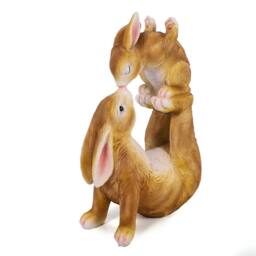 Voltico Easter Mother & Baby Hare Garden Ornament 33cm Spring Bunny Decor in Light Brown - Size: 1 Pack - thumbnail 4