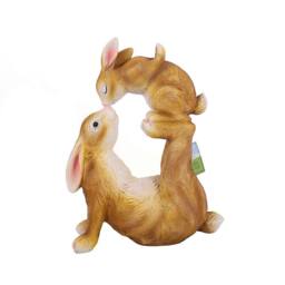 Voltico Easter Mother & Baby Hare Garden Ornament 33cm Spring Bunny Decor in Light Brown - Size: 1 Pack - thumbnail 3
