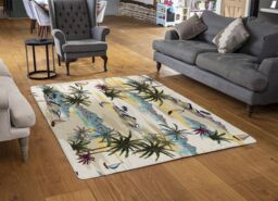 Benjamin Tate Design Palm & Sailboats Rug in Natural - Size: Large - thumbnail 2