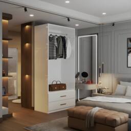 Sliding Wardrobes 4U High Gloss Double Door Hinged Wardrobe with Mirror & Drawers 80cm in White - thumbnail 4