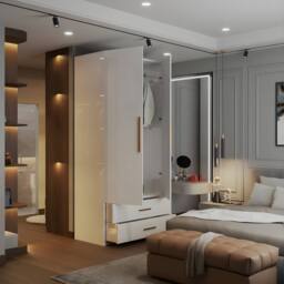 Sliding Wardrobes 4U High Gloss Double Door Hinged Wardrobe with Mirror & Drawers 80cm in White - thumbnail 2