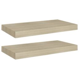 Berkfield Home Floating Wall Shelves 2 pcs Oak 50x23x3.8 cm MDF in Brown - thumbnail 2