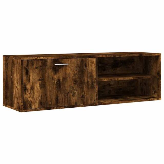 Berkfield Home TV Cabinet Smoked Oak 120x34x37 cm Engineered Wood in Brown - Size: 120 x 34 x 37 cm - image 1