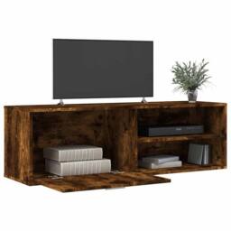 Berkfield Home TV Cabinet Smoked Oak 120x34x37 cm Engineered Wood in Brown - Size: 120 x 34 x 37 cm - thumbnail 3