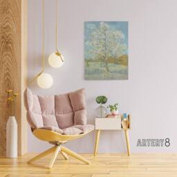 "Artery8 Van Gogh The Peach Tree Canvas Wall Art Print in Blue - Size: W18"" x H24""" - thumbnail 3