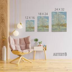 "Artery8 Van Gogh The Peach Tree Canvas Wall Art Print in Blue - Size: W18"" x H24""" - thumbnail 4