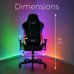 Neo Black Leather PC Gaming Chair with LED Lights in Jet Black - thumbnail 6