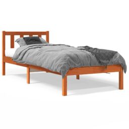 Berkfield Home Bed Frame without Mattress Wax Brown 90x190 cm Single Solid Wood Pine - thumbnail 2