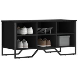 Berkfield Home Shoe Cabinet Black 90x38x45.5 cm Engineered Wood - thumbnail 2