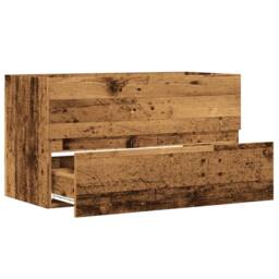 Berkfield Home Bathroom Hanging Cabinet Old Wood 80x38.5x45 cm Engineered Wood in Brown - thumbnail 7