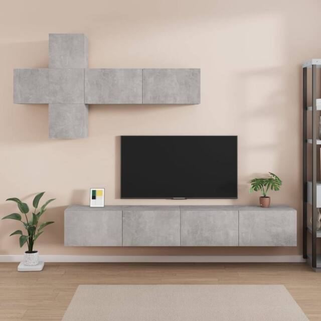 Berkfield Home 7 Piece TV Cabinet Set Concrete Grey Engineered Wood - image 1