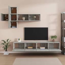Berkfield Home 7 Piece TV Cabinet Set Concrete Grey Engineered Wood - thumbnail 3