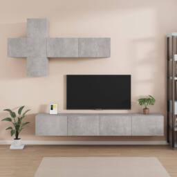 Berkfield Home 7 Piece TV Cabinet Set Concrete Grey Engineered Wood - thumbnail 1