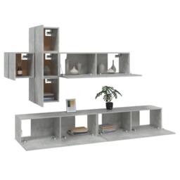 Berkfield Home 7 Piece TV Cabinet Set Concrete Grey Engineered Wood - thumbnail 4