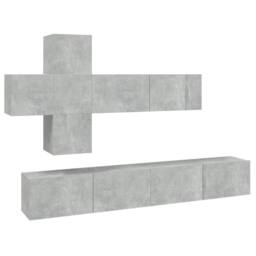 Berkfield Home 7 Piece TV Cabinet Set Concrete Grey Engineered Wood - thumbnail 2