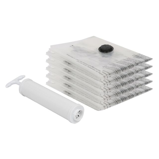 Harbour Housewares Vacuum Storage Bags with Hand Pump - Medium (50 x 70cm) - White - Pack of 5 - image 1