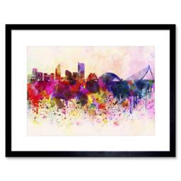 "Artery8 Painting Cityscape Paint Splash Skyline Valencia 12x16"" Framed Art - Size: W12"" x H16""" - thumbnail 1