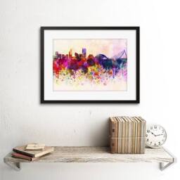 "Artery8 Painting Cityscape Paint Splash Skyline Valencia 12x16"" Framed Art - Size: W12"" x H16""" - thumbnail 2