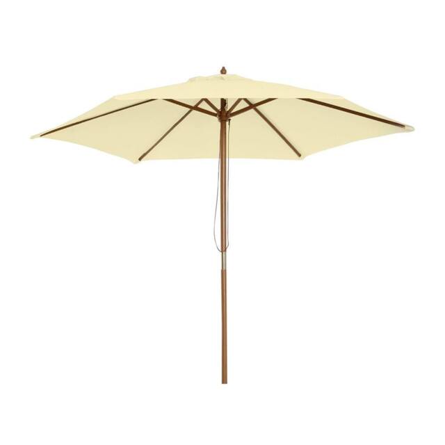 Nordara 2.5M Wooden Garden Parasol Outdoor Patio Sun Shade Canopy in Cream - Size: 100 cm x 60 cm - image 1