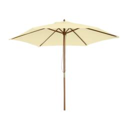 Nordara 2.5M Wooden Garden Parasol Outdoor Patio Sun Shade Canopy in Cream - Size: 100 cm x 60 cm