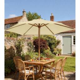 Nordara 2.5M Wooden Garden Parasol Outdoor Patio Sun Shade Canopy in Cream - Size: 100 cm x 60 cm - thumbnail 3