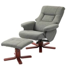 STILVORA Recliner Chair & Footstool Set with Manual Recline in Grey - thumbnail 5