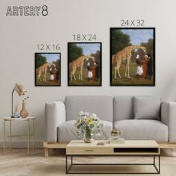 "Artery8 Nubian Giraffe Oil Painting Agasse Black Framed Canvas Wall Art Print - Size: W24"" x H32""" - thumbnail 4