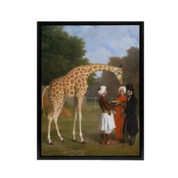 "Artery8 Nubian Giraffe Oil Painting Agasse Black Framed Canvas Wall Art Print - Size: W24"" x H32""" - thumbnail 1