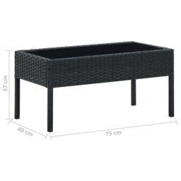 Berkfield Home Garden Table Black 75x40x37 cm Poly Rattan - Size: 75 x 40 x 37 cm - thumbnail 5