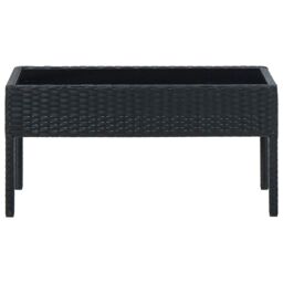 Berkfield Home Garden Table Black 75x40x37 cm Poly Rattan - Size: 75 x 40 x 37 cm - thumbnail 2