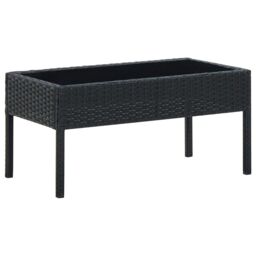 Berkfield Home Garden Table Black 75x40x37 cm Poly Rattan - Size: 75 x 40 x 37 cm - thumbnail 1