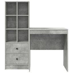 Berkfield Home Desk with Storage Concrete Grey Engineered Wood in Green - thumbnail 7