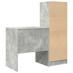 Berkfield Home Desk with Storage Concrete Grey Engineered Wood in Green - thumbnail 8