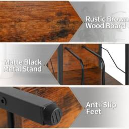 FORGEVIO Vinyl Record Player Stand, 3-Tier 30 x 40 x 75CM, Black in Brown - Size: 30 x 40 x 75 cm - thumbnail 4