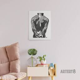 "Artery8 Anatomical study of mans back muscles Stolk Canvas Wall Art Print in White - Size: W18"" x H24""" - thumbnail 3