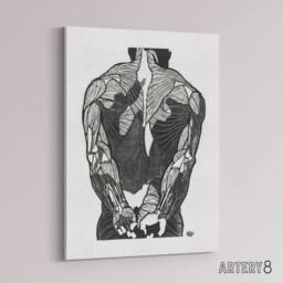 "Artery8 Anatomical study of mans back muscles Stolk Canvas Wall Art Print in White - Size: W18"" x H24""" - thumbnail 2