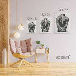 "Artery8 Anatomical study of mans back muscles Stolk Canvas Wall Art Print in White - Size: W18"" x H24""" - thumbnail 4