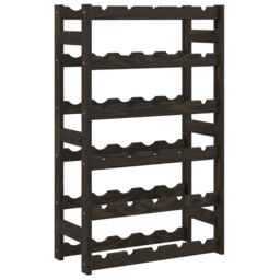 Berkfield Home Wine Rack for 30 Bottles Black Solid Wood Pine - thumbnail 2