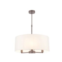 Loops Ceiling Pendant Light Matt Nickel & Vintage White Fabric 3 x 40W E14 e10094 in Metallics - thumbnail 1