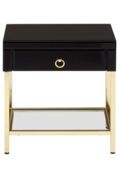 Orsina Gold Finish Side Table, Luxe Designed Bedside Table, Stylish Glossy Black Mirrored Sidetable For Livingrooms - thumbnail 7